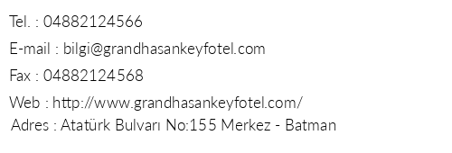 Grand Hasankeyf Otel telefon numaralar, faks, e-mail, posta adresi ve iletiim bilgileri